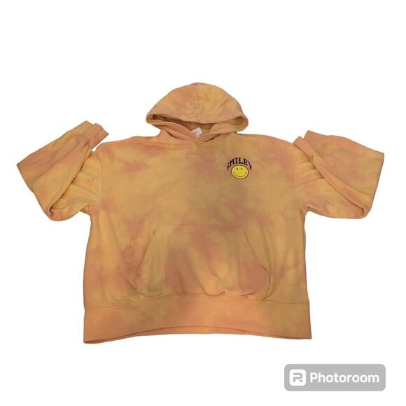 SMILEY H&M Sweatshirts Men's Medium Orange Smiley Face Oversized Fit Hoodie - Picture 4 of 10